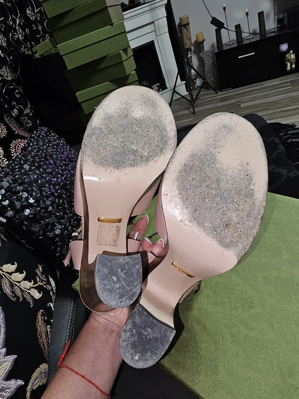 Gucci Cosmos Perfect Pink Leather Logo Platform Sandals 36
